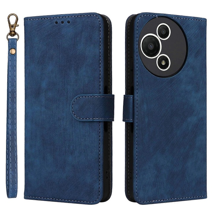 Husa telefon PU leather, suport pentru TCL 60 SE NxtPaper 5G, 3 sloturi carduri, albastra