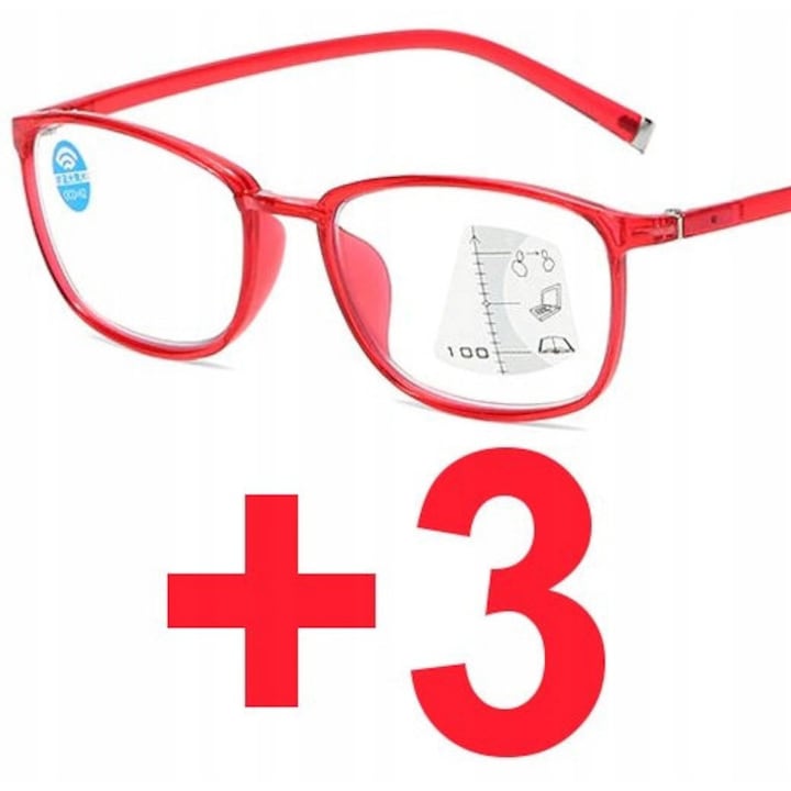 Ochelari multifocali red, +3.00, plastic, pentru femei