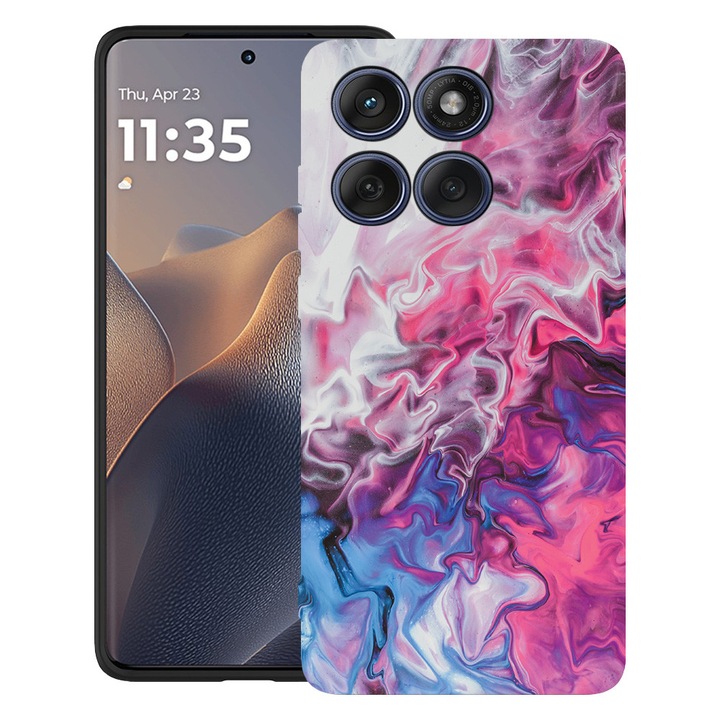 BestCase® Husa TPU Ultra Slim Compatibil cu Motorola Moto G86 Power, cu Design Marble Pink and Blue, 3113067 B 891