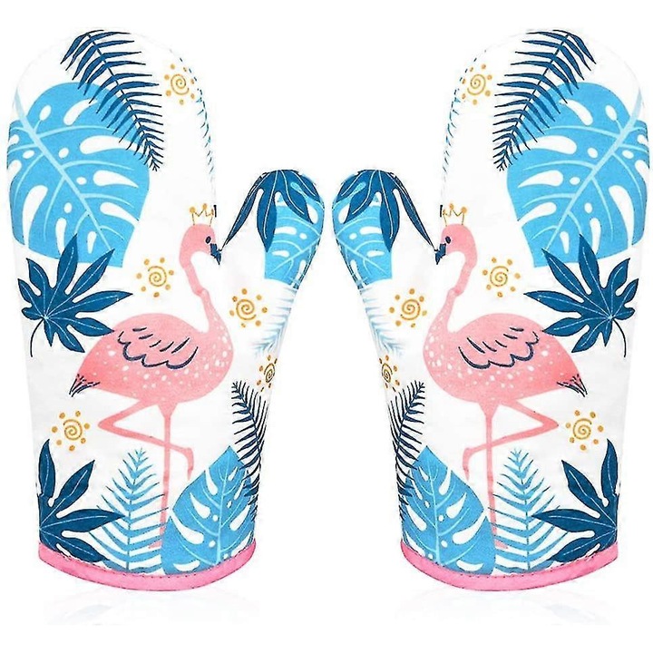 Sütőkesztyű szett, 2 darab, poliészter, kék, 18x28cm