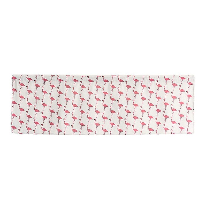 Félátlátszó rövid függöny, flamingó mintás, 45x150cm, vasalathoz, többszínű