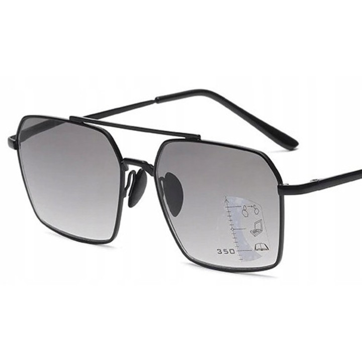 Ochelari de soare progresivi Swokance, dioptrie +4.00, transparent umbrit, set cu carcasă și ștergere ochelari