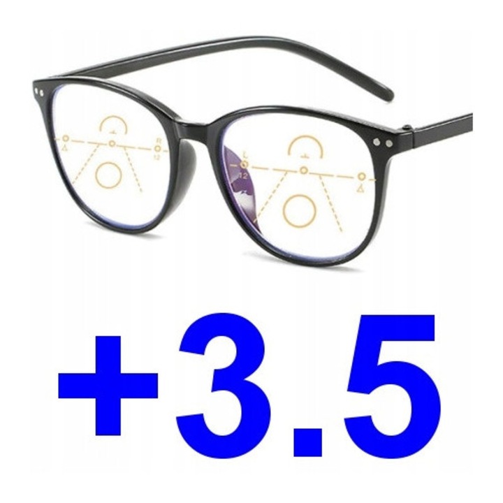 Ochelari multifocali Progresivi F376, Hipermetropie, plastic, negru, +3.50