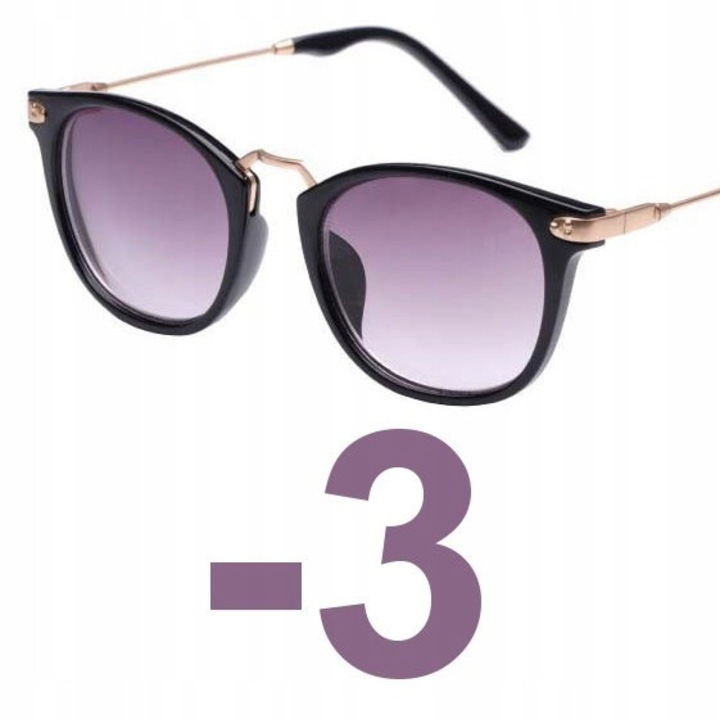 Ochelari de soare corectivi, stil retro, policarbonat, dioptrie -3.00, colorat, pentru femei