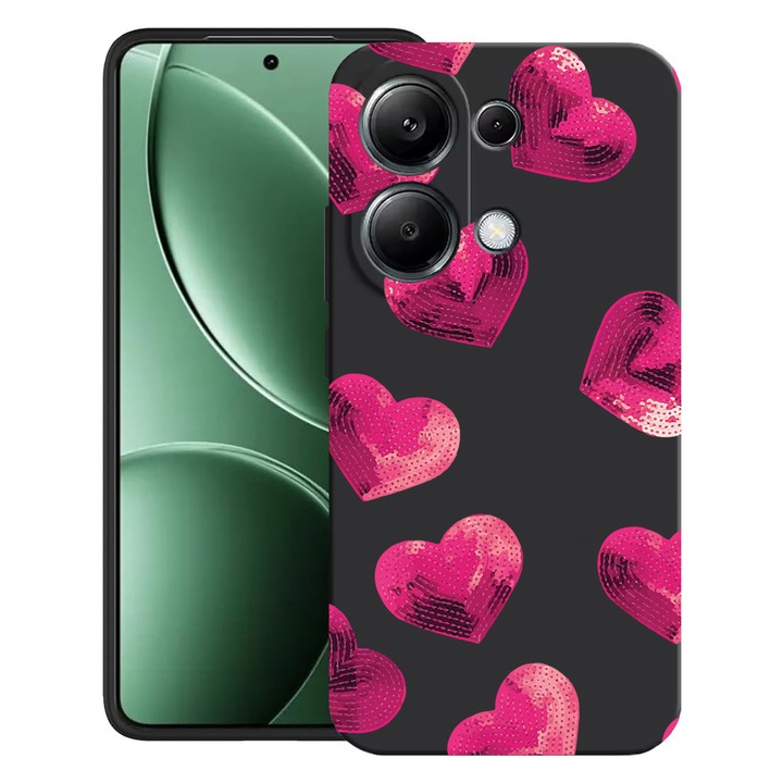 BestCase® Husa pentru Poco M6 Pro 4G / Xiaomi Redmi Note 14 Pro 4G cu Design Heart Pattern, TPU Mat Ultra Slim, 2052019 B 987