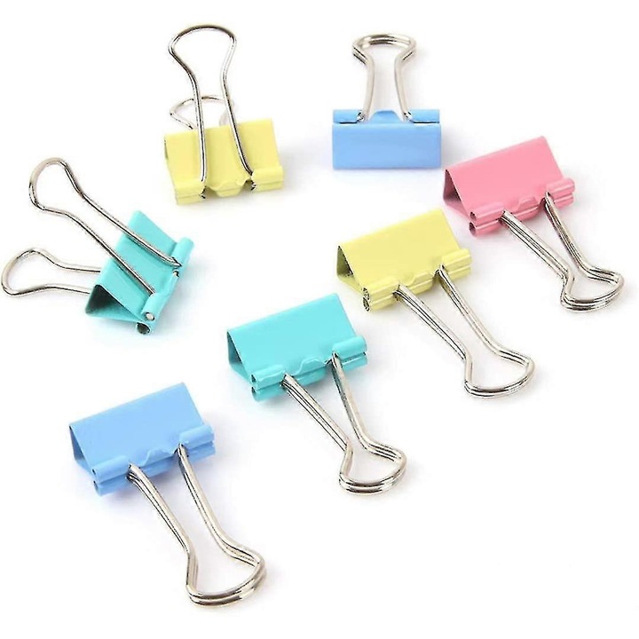 Set de clipsuri metalice colorate, 1 inch, 48 bucati, pentru organizarea documentelor, birou, scoala
