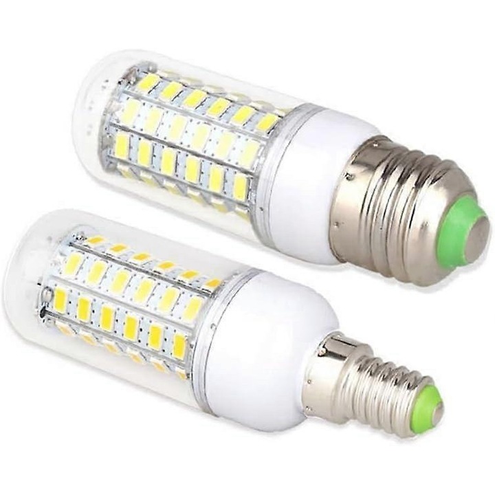 Becuri LED E27/E14 SMD 5730 24/36/48/56/69 LED, alb cald/alb/alb rece, 7W-20W
