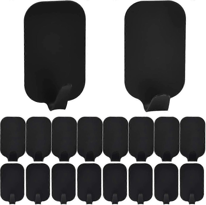 Set 16 suporturi autoadezive din inox, pentru prosoape, rezistente la apa, 8 mari si 8 mici