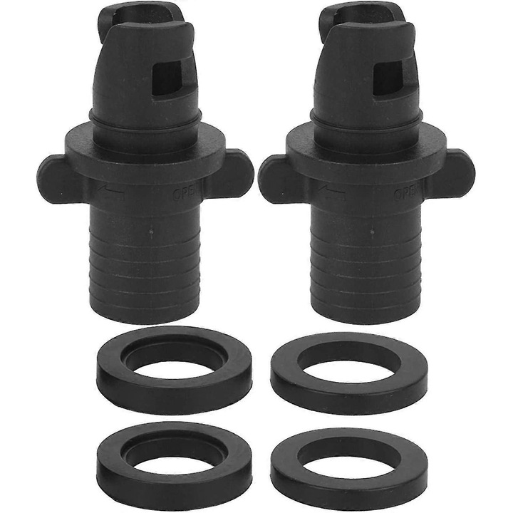 Conector supapa aer WUZHOU pentru caiac, set 2 bucati, negru, diametru 2cm