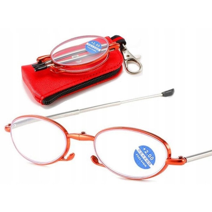 Ochelari pliabili pentru citit, +3.00, plastic, pentru femei, de dimensiuni complete