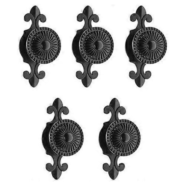 Set 5 manere usa, zinc, negru, 74x26x32mm