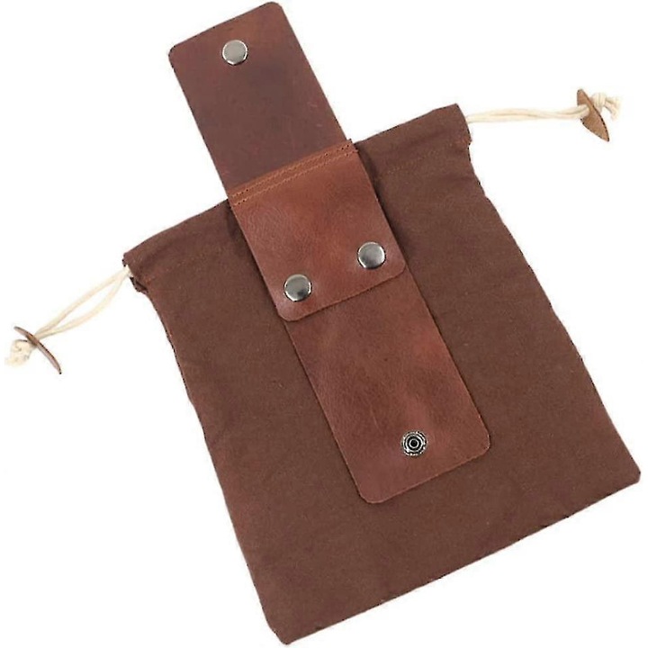 Sac de colectare din panza cerata, 21.5x20cm, maro