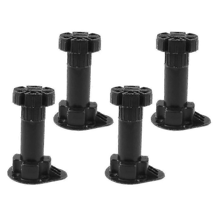 Set 4 picioare de mobilier, plastic, negru, 60x80mm