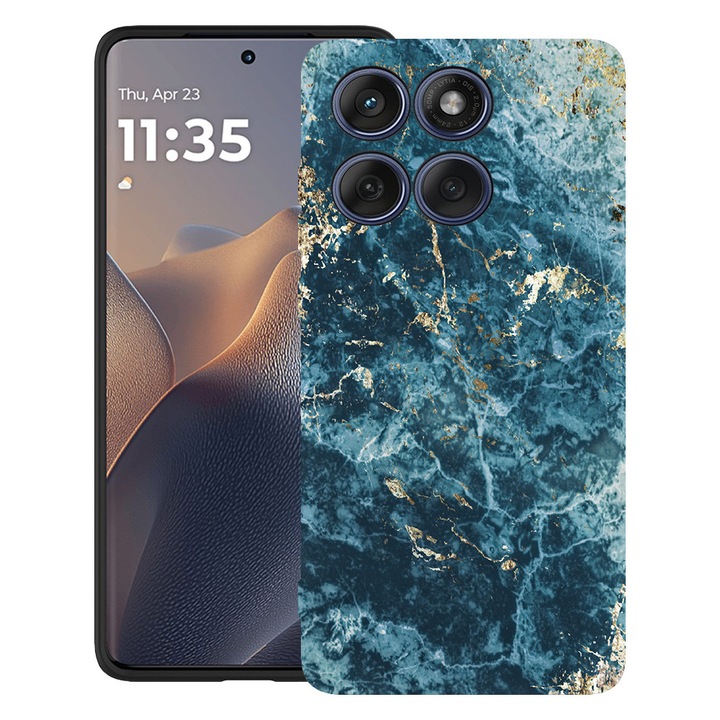 BestCase® Husa TPU Ultra Slim Compatibil cu Motorola Moto G86 Power, cu Design Marble - Green And Gold, 3113067 B 885