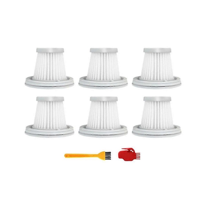 Set 6 filtre HEPA pentru aspirator SSXCQ01XY, plastic, cu 2 perii de curatare