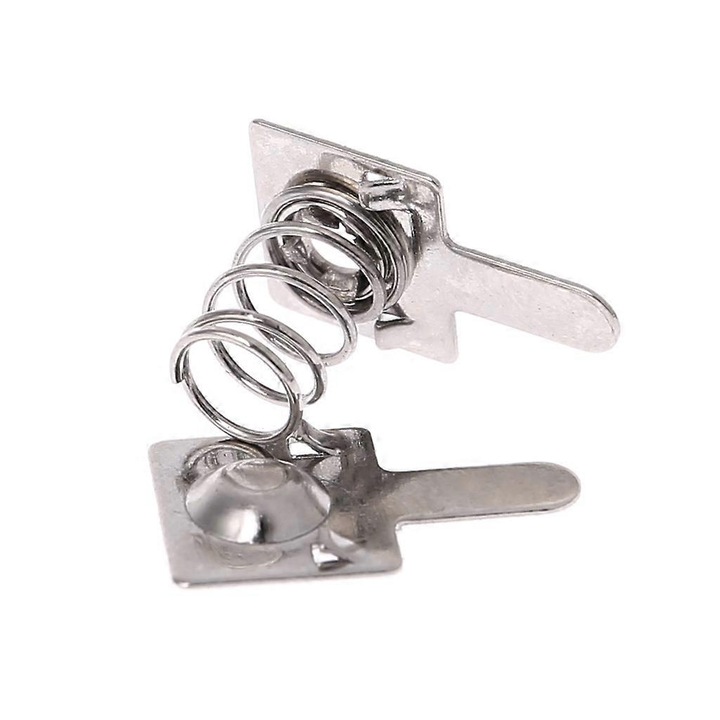 Set 100 Piese Arcuri si Placi pentru Baterii AA/AAA, Metal, 9x8mm, Ton Argintiu