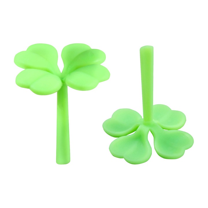 Semn de carte 3D trifoi, verde, roz, galben, set de 1 bucata, din silicon