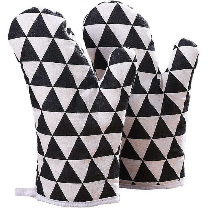 Konyhai kesztyű, 1 pár, hőálló, pamut, fekete, 18x27cm