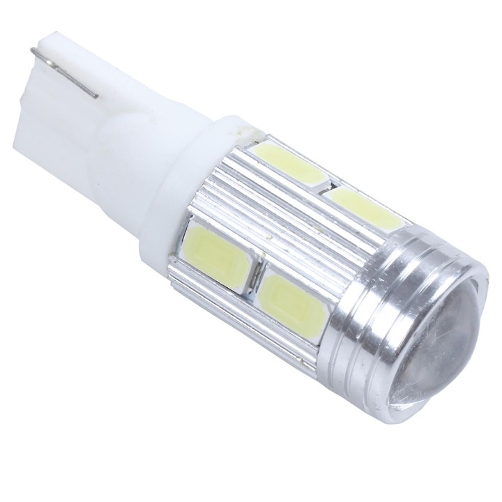 Bec LED T15, 10W, 500lm, alb pur 6500K, 8 SMD 5630, 42x12mm