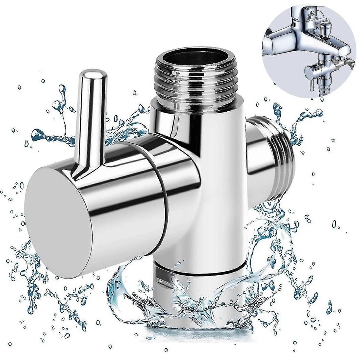 Adaptor de dus cu 3 cai, brass, G1/2 inch, pentru dus manual, fix, 2 cm