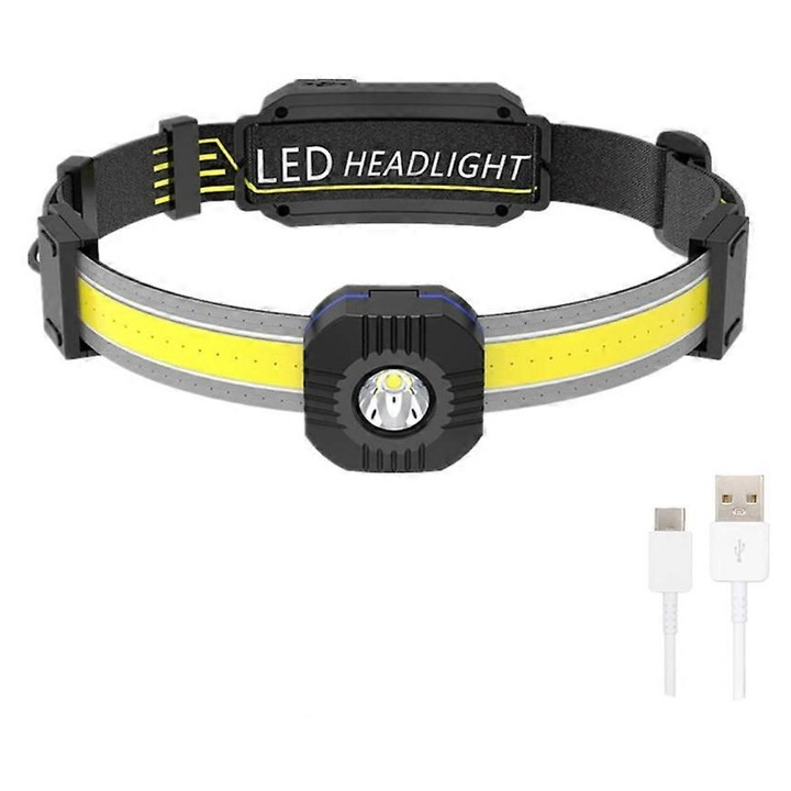 Újratölthető LED zseblámpa, 230 COB, 2000 lumen, 7 világítási mód, könnyű, állítható, vízálló