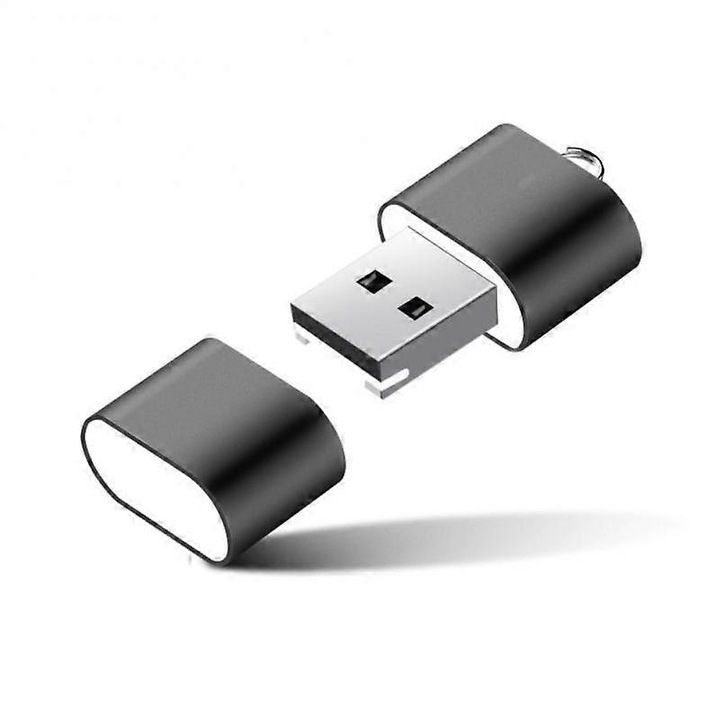 Четец за карти USB2.0, мини USB TF адаптер за Micro SD карти, черен, размери 28.6x18.7x84мм