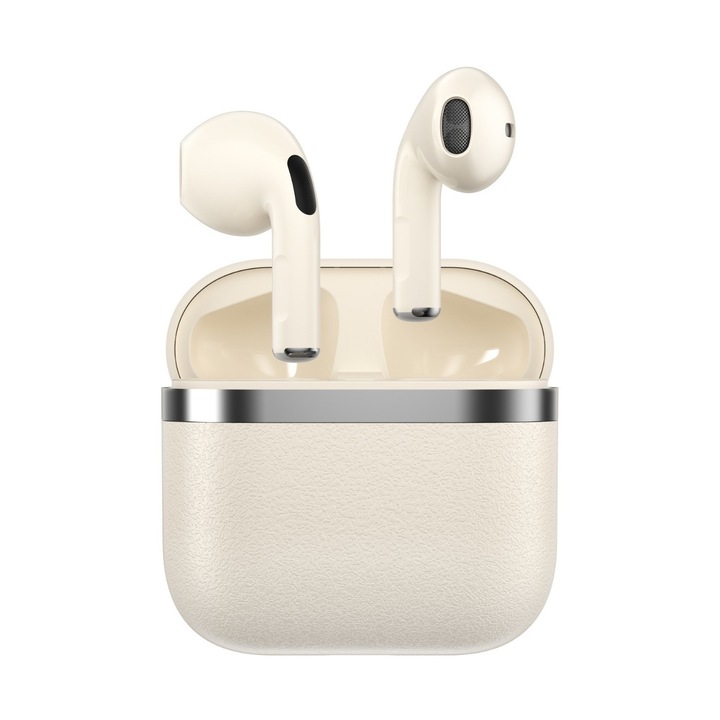 Casti Bluetooth 5.4 | Reducere Noise Cancelling | 30h Autonomie |Sunet HIFI de inalta fidelitate, Bej