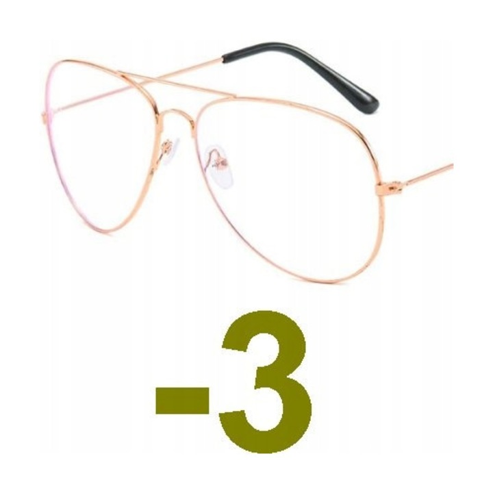 Ochelari corectivi Aviator -3.00, Policarbonat, pentru femei