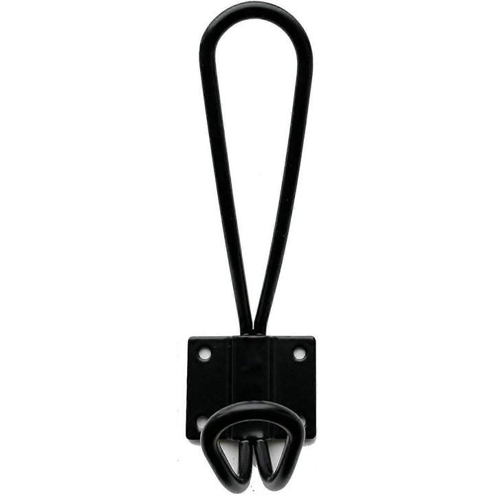 Set 10 agatatori, Metal, Capacitate 15 kg, Negru, 130x35mm