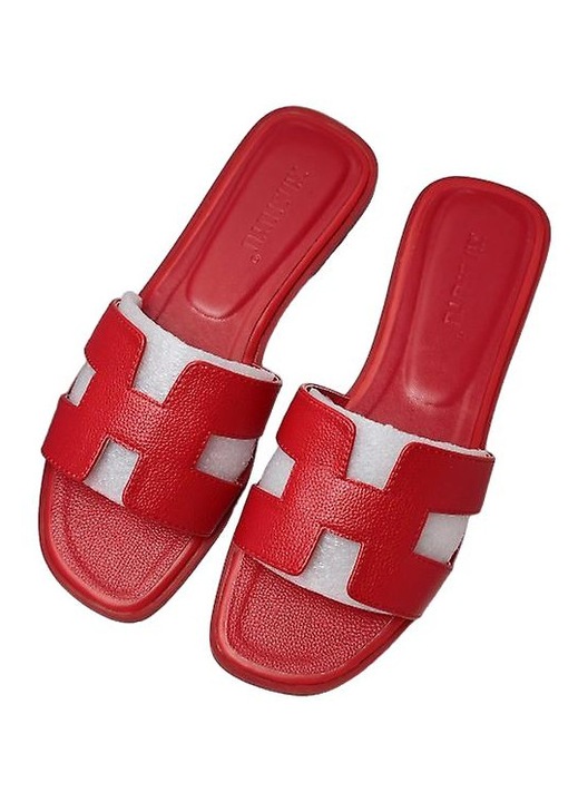 Papuci dama, pentru plaja, rosu