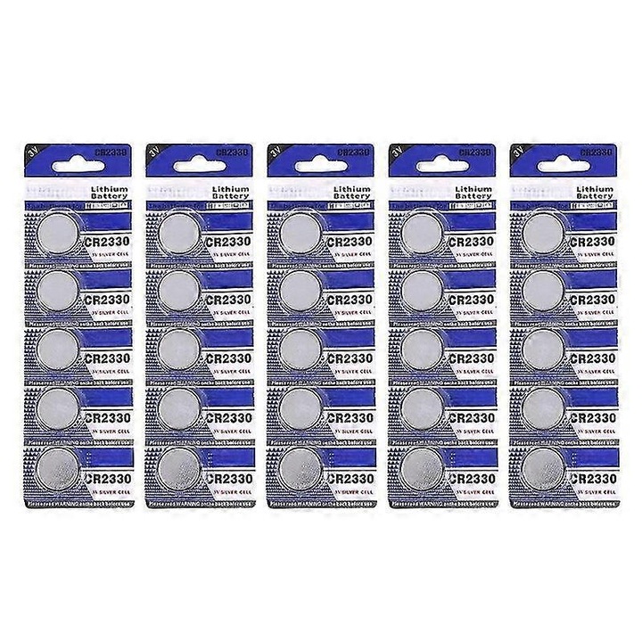 Set 5 Baterii CR2330 pentru Telecomenzi Auto, 3V, Dimensiune Compacta