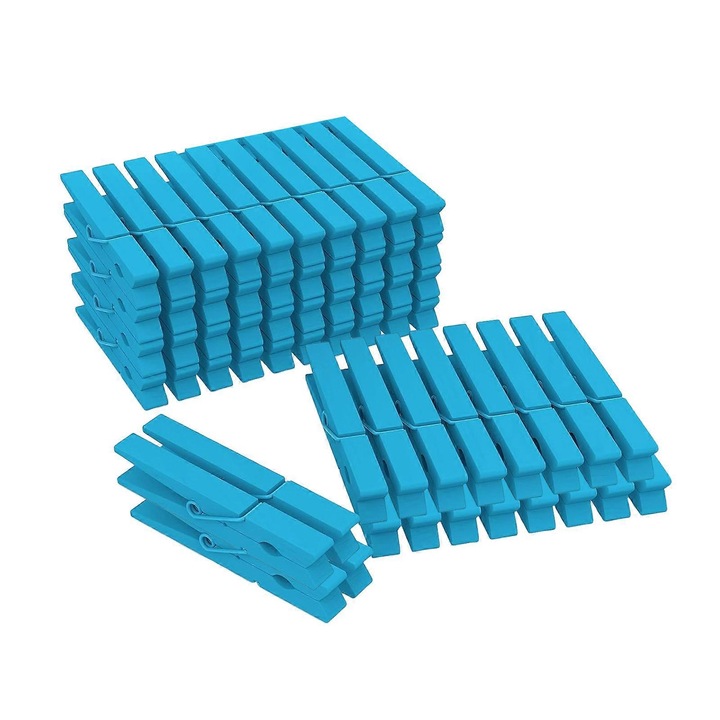 Set 50 carlige pentru rufe, Albastru deschis