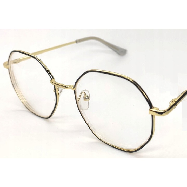 Ochelari corectivi, negru și auriu, -3.00, policarbonat, pentru femei