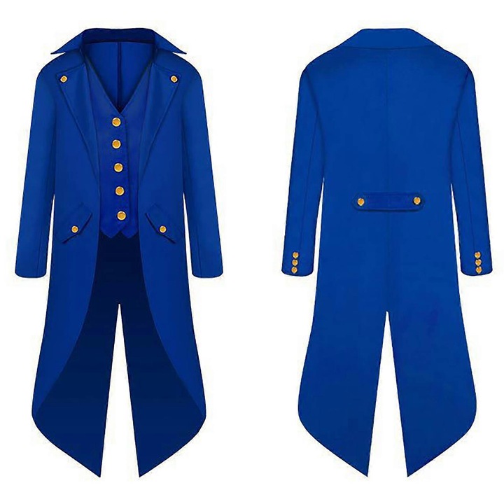 Salopeta copii, smoking retro, maneca lunga, albastru, poliester