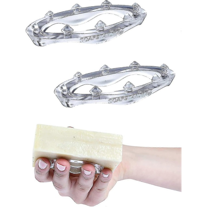 Suport pentru sapun, set de 2, transparent, design inovator, previne murdaria