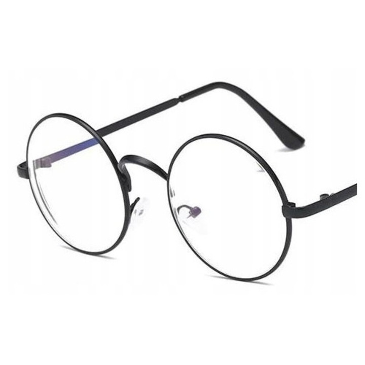 Ochelari corectivi rotunzi, policarbonat, -3.50, negru, pentru femei