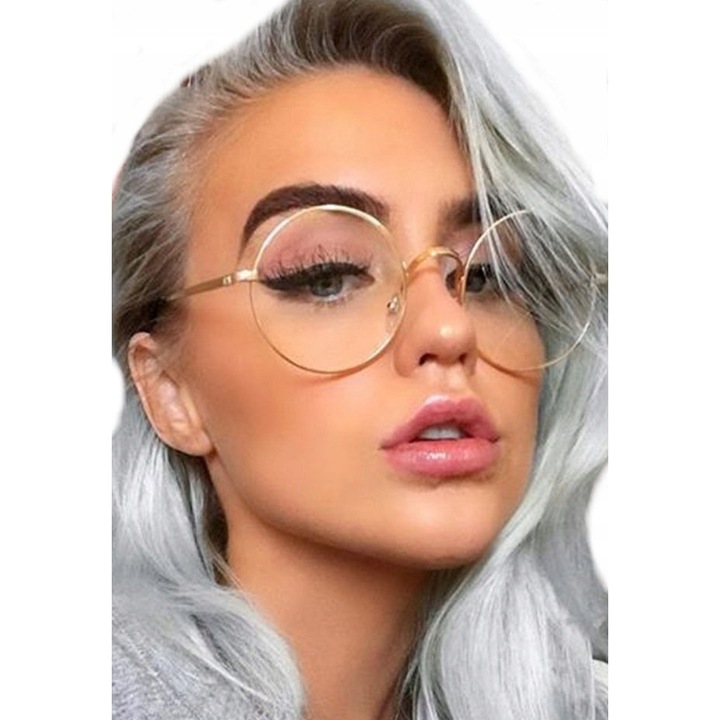 Ochelari corectivi, Aur Rotund, Policarbonat, Miopie -1.00, pentru Femei