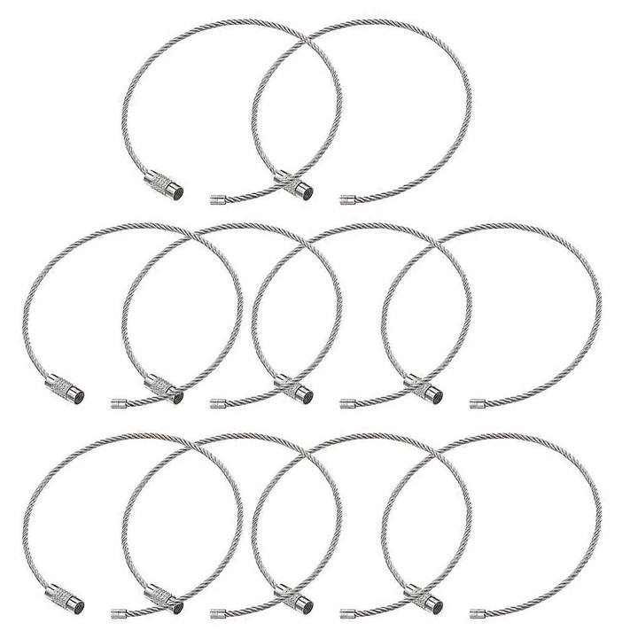 10 db rozsdamentes acél kulcstartó szett, kulcsrendszerező kiegészítők, többszínű, részletes méret a képen