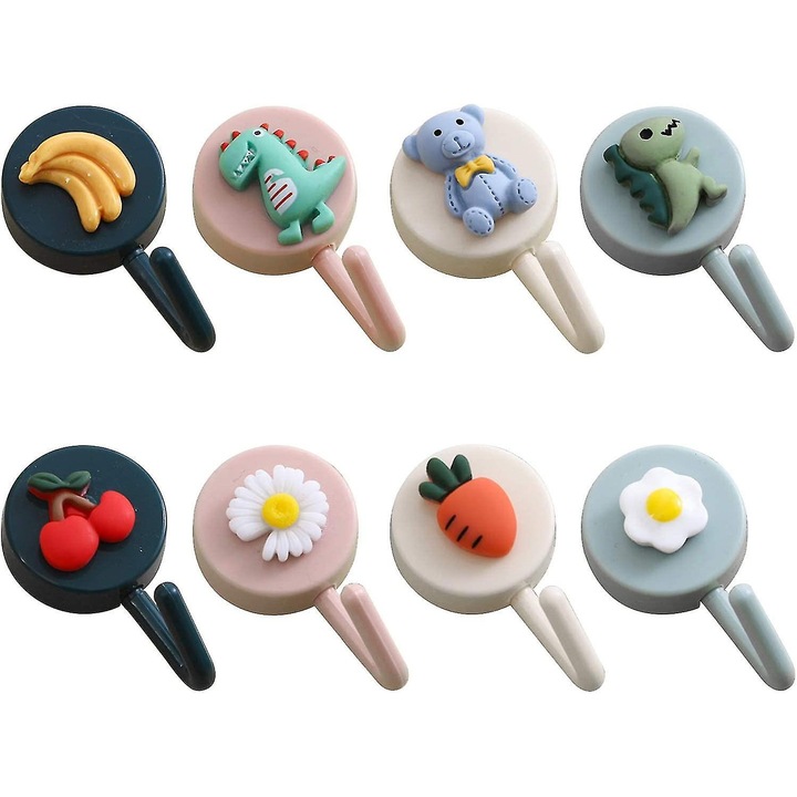 Set 8 Cuiere decorative, 3 x 5 cm, Multicolor