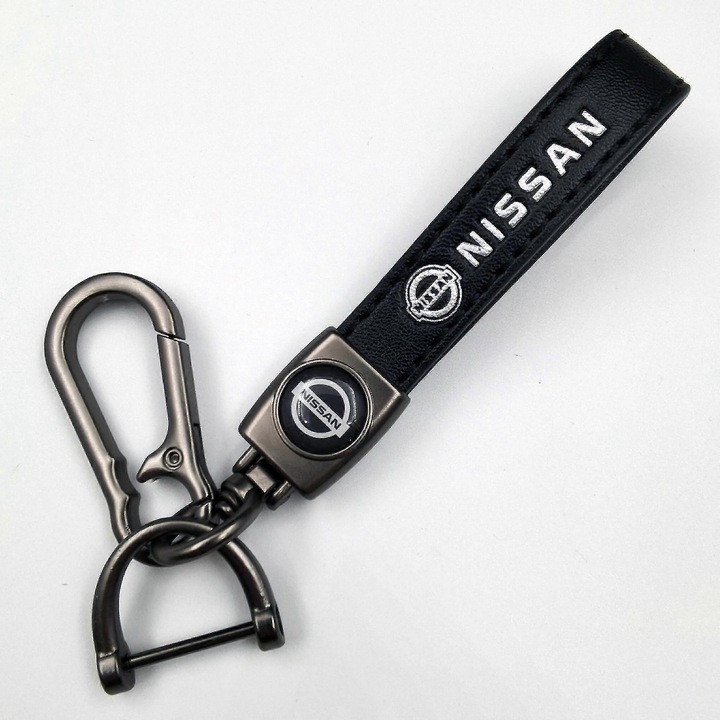 Breloc universal din aliaj de zinc, 2 inele, pentru chei auto si birou, argintiu