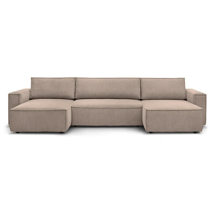 Coltar in forma de U Extensibil CLOUD, cu lada de depozitare, 356x142x83cm, Bej - Fjord