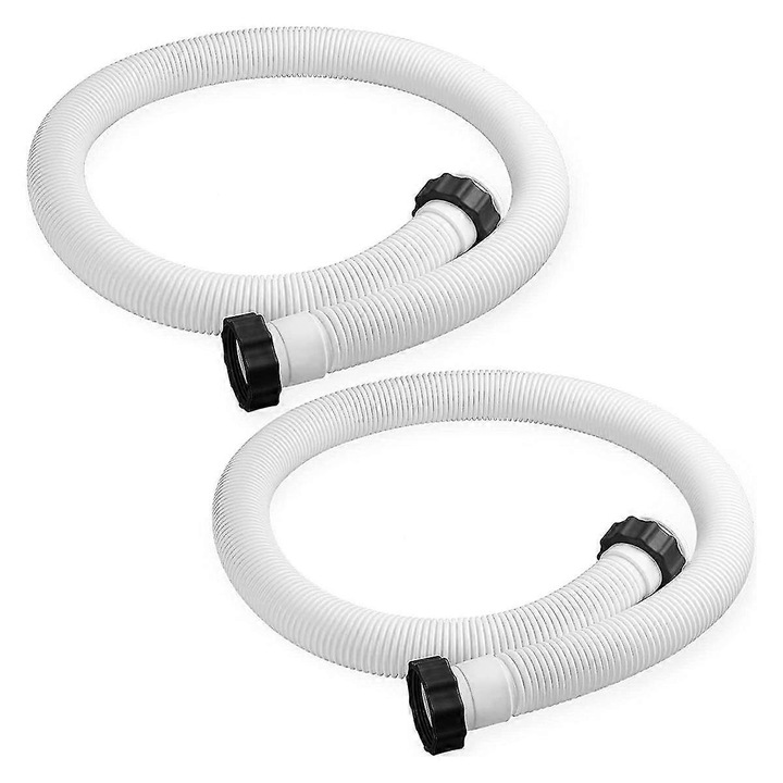 Set 2 Furtunuri pentru pompa de filtrare piscina, 1.5 inch, 150cm, alb
