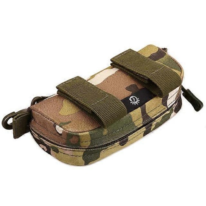 Geanta tactica portabila pentru ochelari, Nailon, 15x5x7cm, Maro