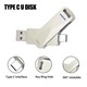 Tip-C USB Flash Drive cu interfata 2 in 1 512GB de mare viteza USB3.0 pentru calculator Telefon mobil Metal Mini Pen Drive