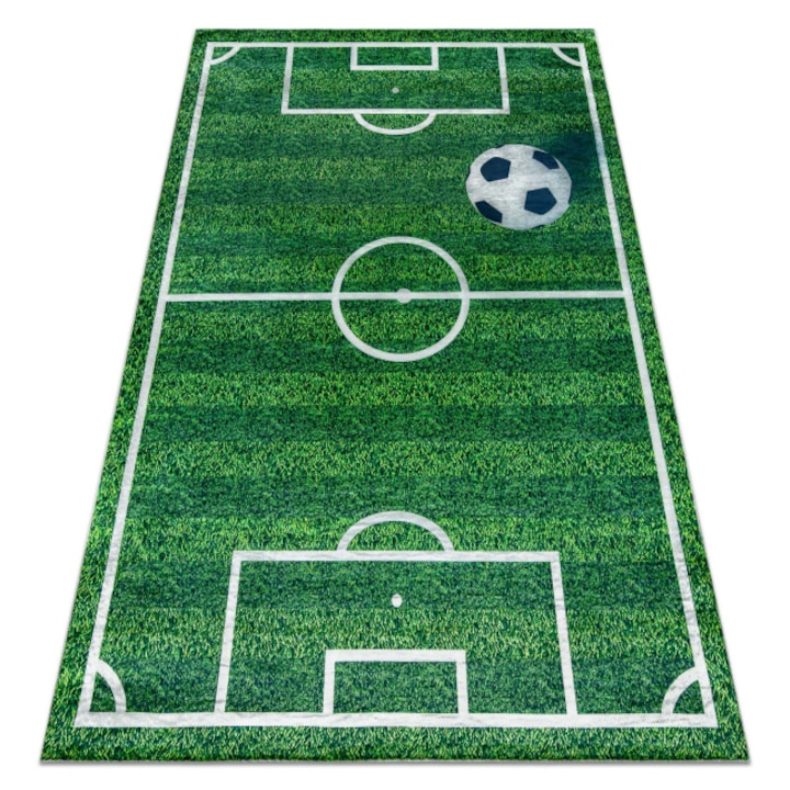 Covor lavabil Dywany Łuszczów Bambino fotbal verde, 160x220 cm, antiderapant