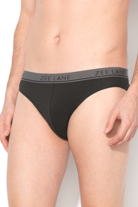 Zee Lane, Комплект слипове с лого на талията - 3 чифта, Черен/Бял/Тъмносин, M