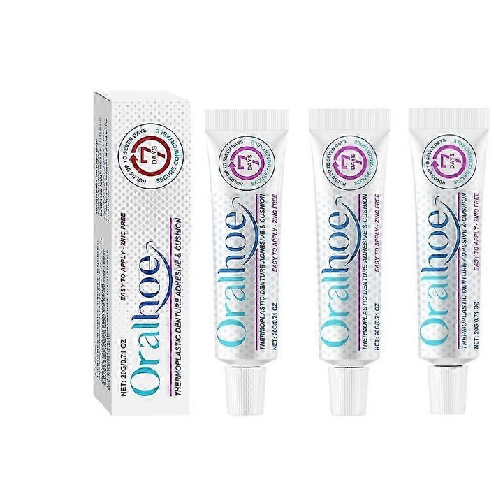 deziv termoplastic pentru proteze dentare, ORALHOE, 3x20g, efect de fixare ferm, ingrediente blande
