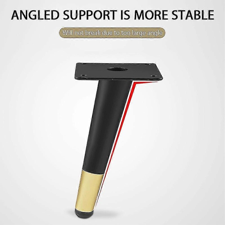 Set 4 picioare de mobilier din metal, design conic, 10x8x8cm, pentru canapele, mese, paturi