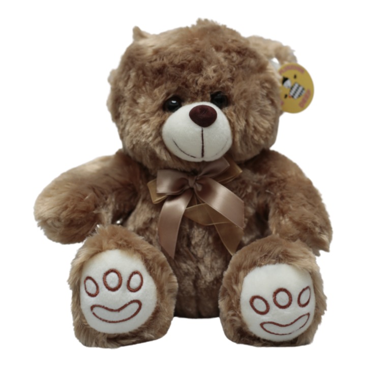 Jucarie, Plush, Ursulet de plus, Mediu, 26 cm, Baza satinata, Pentru fete, Culoare maro, Setul include: 1 ursulet de plus, Material: plush, Sigur pentru copii, Moale, Placut la atingere