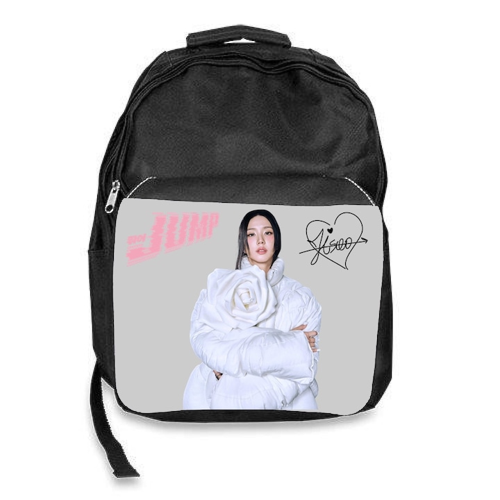 Ghiozdan scoala blackpink jump jisoo kpop, negru, 30x45x17cm